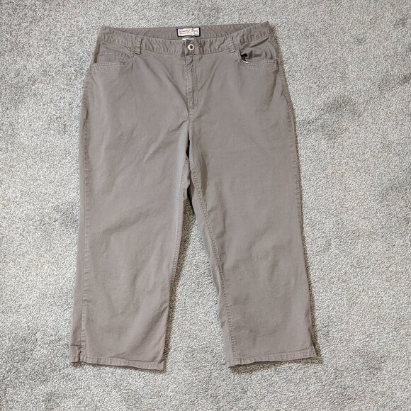 JAMAICA BAY Woman, Brown Khaki High Rise Cropped Pants; Size 16W - Picture 1 of 3